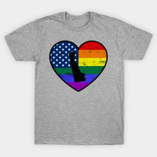 Delaware United States Gay Pride Flag Heart T-Shirt